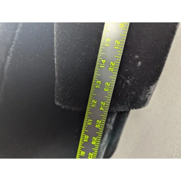 Vtg Glenorba Glenoit Faux Fur Coat Womens Black Brown Trim Winter Cozy Retro USA - Picture 16 of 16